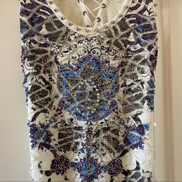 Zarga white glittery pattern dress with lace back - Picture 4 of 8